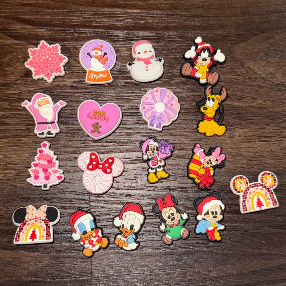 New Assorted Croc Charm Jibbitz Christmas and Disney (18 pieces)
